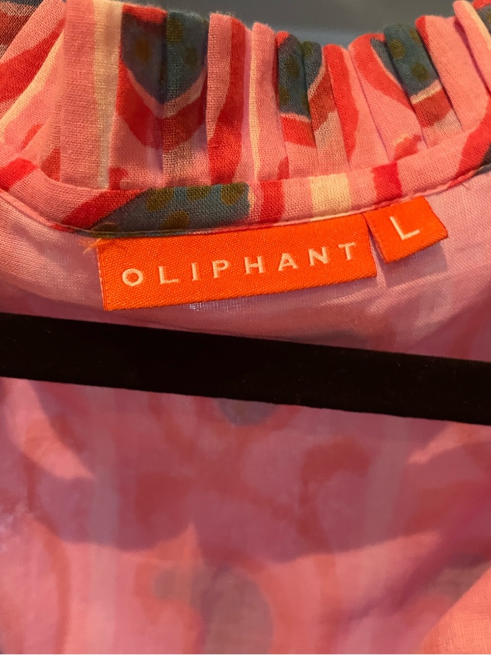 Oliphant Pink Printed Ruffled-Neck Top - Picture 3 of 5